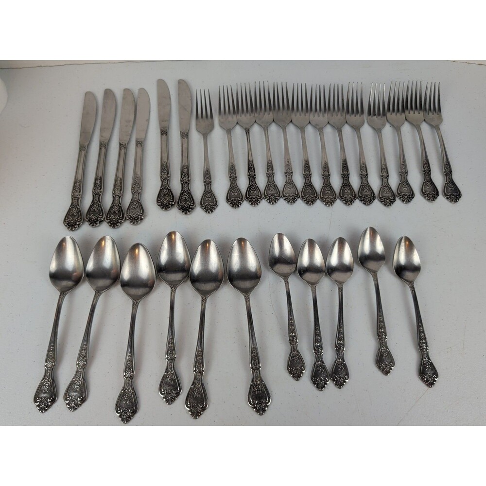 Vintage NORMANDY Stainless Flatware Japan Floral Roses Replacements - 30Pcs